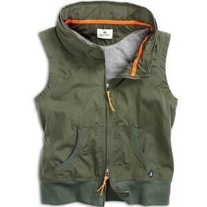 Sperry Top Sider Hide Away Hoodie Vest Thyme with Orange Accents Size Small